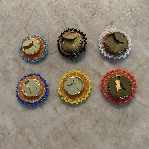 Vintage Indian Beaded Button Covers - Picture 3 of 3